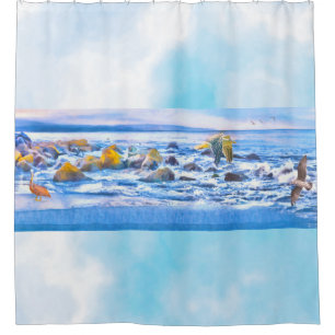 Seagulls in Flight at CORONADO BEACH CALIFORNIA Shower Curtain