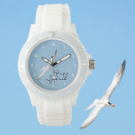 Seagulls in Flight Free Spirit Watch<br><div class="desc">Inspired by the freedom of seagulls in flight against a clear blue sky,  this beautiful watch can inspire and acknowledge her free spirit. The bird or beach lover will love this coastal treasure. It can be personalised with a Name or Initials.

All images are original bird photography by JLW_PHOTOGRAPHY.</div>