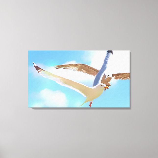 Seagulls in Flight Wrapped Canvas Print (Front)