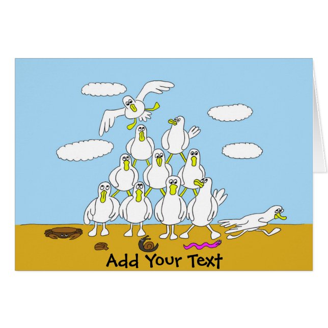 Seagulls In Formation Cartoon (Front Horizontal)