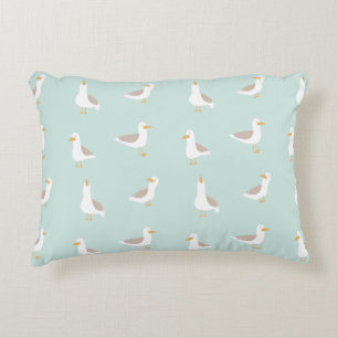 Seagulls in light teal decorative cushion