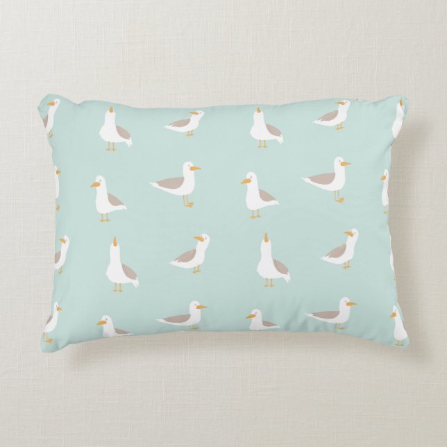 Seagulls in light teal decorative cushion (Front)