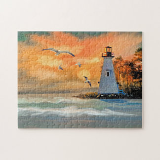 Seagulls Lighthouse Jigsaw Puzzle