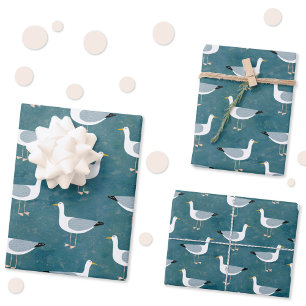Seagulls Nautical Wrapping Paper Sheet