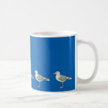 Seagulls on a blue background