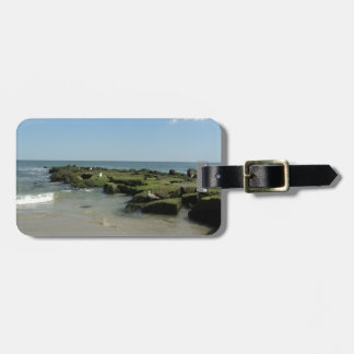 Seagulls on rocks luggage tag