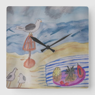 Seagulls on the Beach Clock