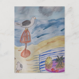 Seagulls On The Beach Postcard