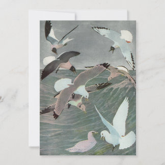 Seagulls Over Ocean Waves by Louis Agassiz Fuertes