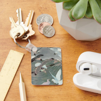 Seagulls Over Ocean Waves by Louis Agassiz Fuertes Key Ring