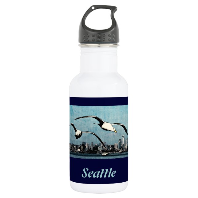 Seagulls Over Seattle Liberty 532 Ml Water Bottle (Front)