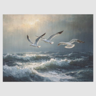 Seagulls Stormy Ocean Fine Art Tissue Paper