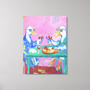 Seagulls Toasting in Bathrobes Canvas Print