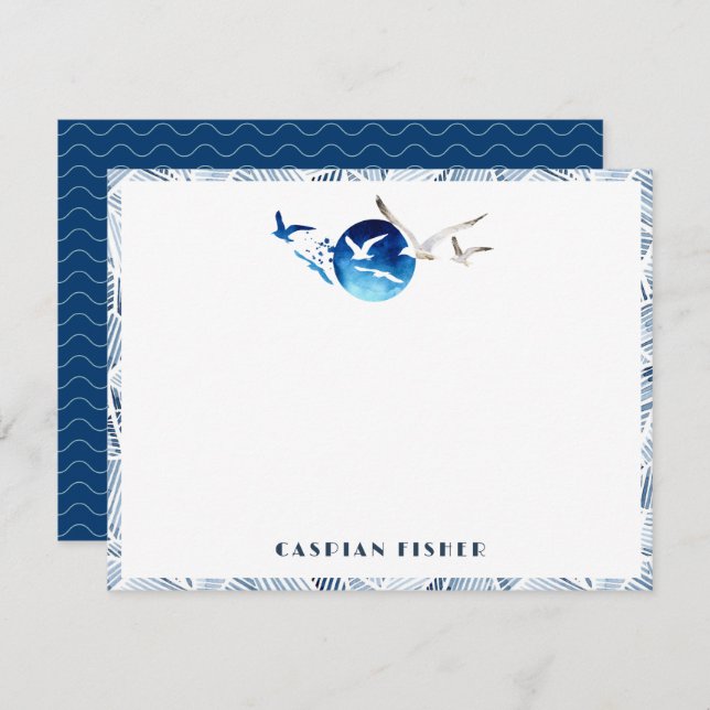 Seagulls Watercolor Stationery Note Card (Front/Back)