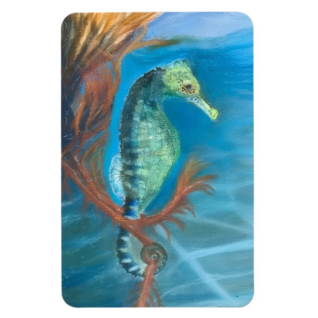 Seahorse among seaweed magnet (Vertical)