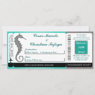 Seahorse Anchor  Boarding Pass Wedding Invitation