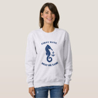 Seahorse Anchor First Mate Boat or Name Blue Grey