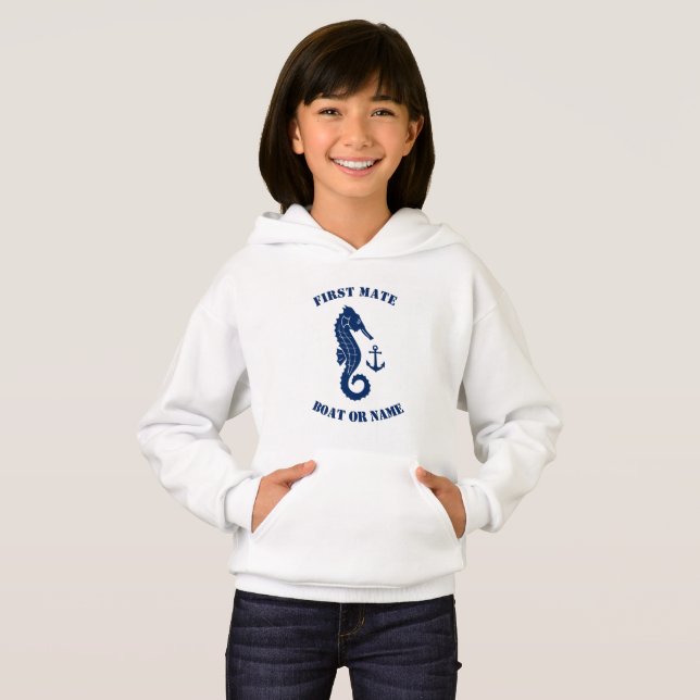 Seahorse Anchor First Mate Boat or Name White (Front Full)