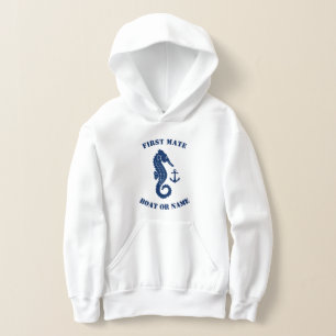Seahorse Anchor First Mate Boat or Name White