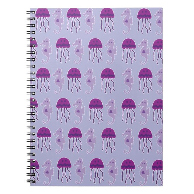 Seahorse and Jellyfish Spiral Notebook (Front)