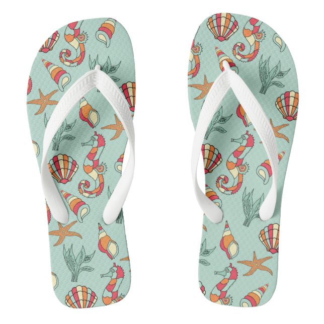 Seahorse and Seashell Pattern Jandals (Footbed)