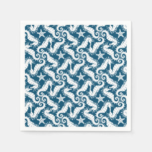Seahorse and Starfish - Blue Sealife Pattern Napkin
