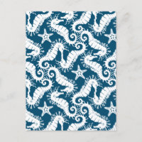 Seahorse and Starfish - Blue Sealife Pattern