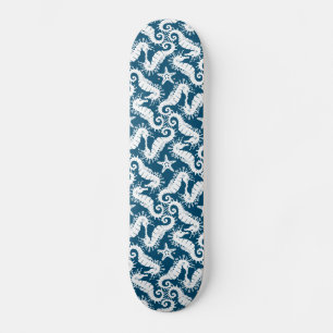 Seahorse and Starfish - Blue Sealife Pattern Skateboard
