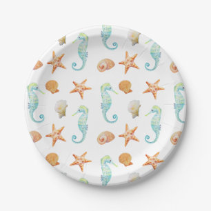 Seahorse and Starfish Paper Plate