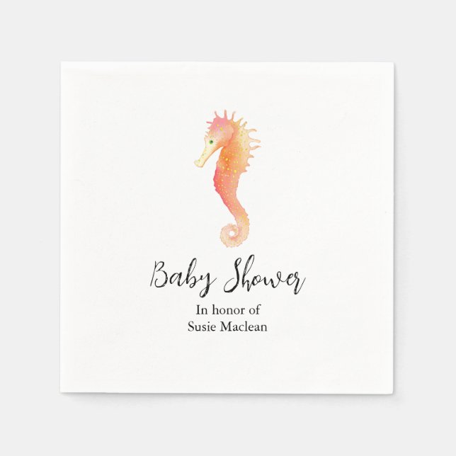 Seahorse Baby Shower Napkin (Front)