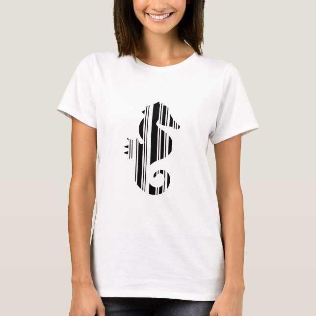 SEAHORSE BAR CODE Fish Barcode Pattern Design T-Shirt (Front)