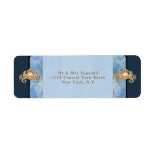 Seahorse beach wedding return address stickers