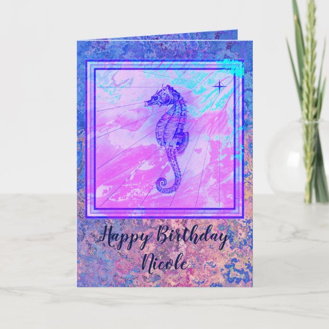 Seahorse Birthday Card (Front)