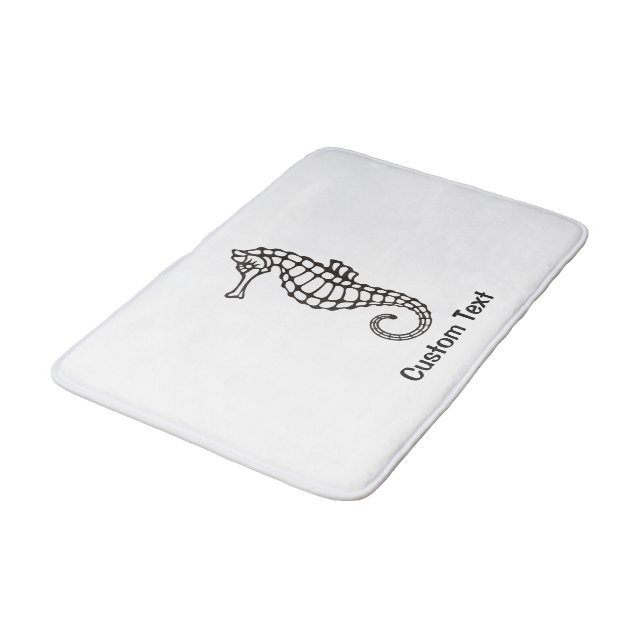 Seahorse Black Bath Mat (Angled)