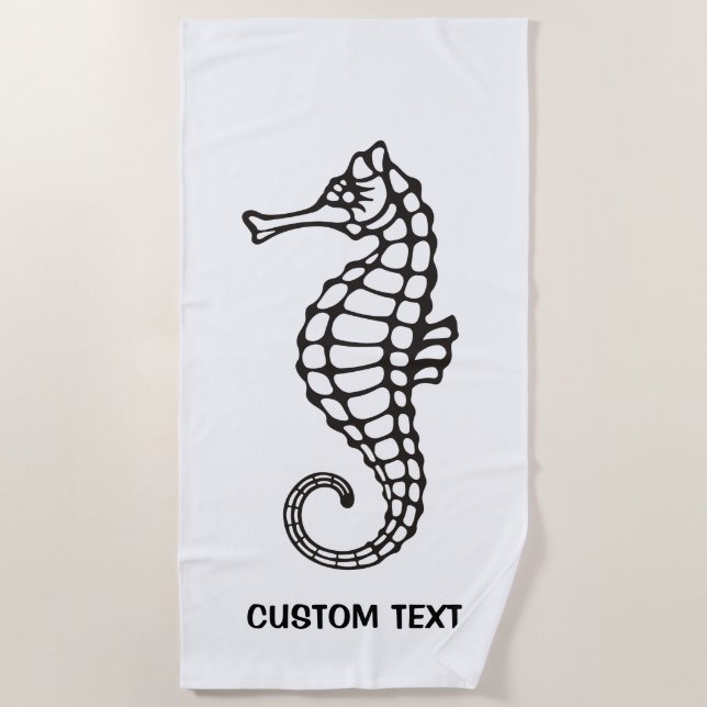 Seahorse Black Beach Towel (Front)