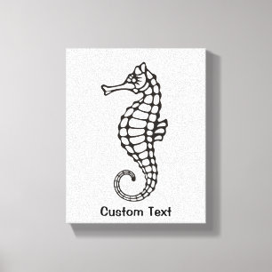 Seahorse Black Canvas Print