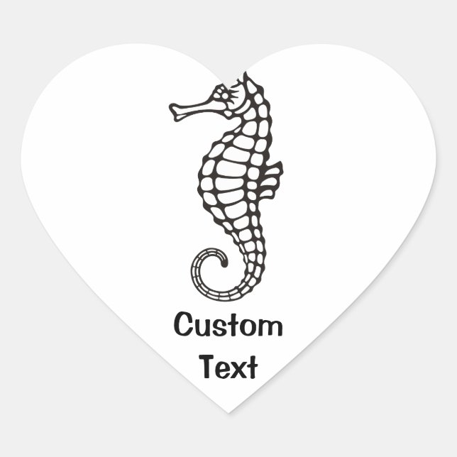Seahorse Black Heart Sticker (Front)