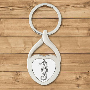 Seahorse Black Key Ring