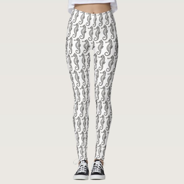 Seahorse Black Leggings (Front)