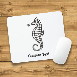 Seahorse Black Mouse Pad