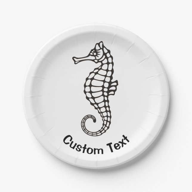 Seahorse Black Paper Plate (Front)