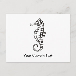 Seahorse Black Postcard