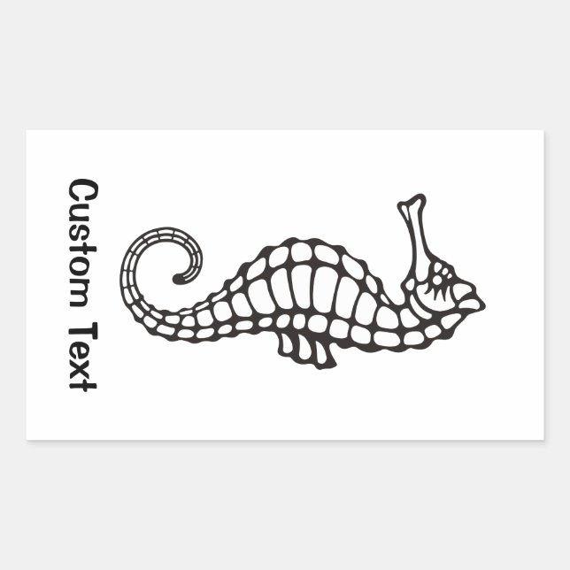 Seahorse Black Rectangular Sticker (Front)