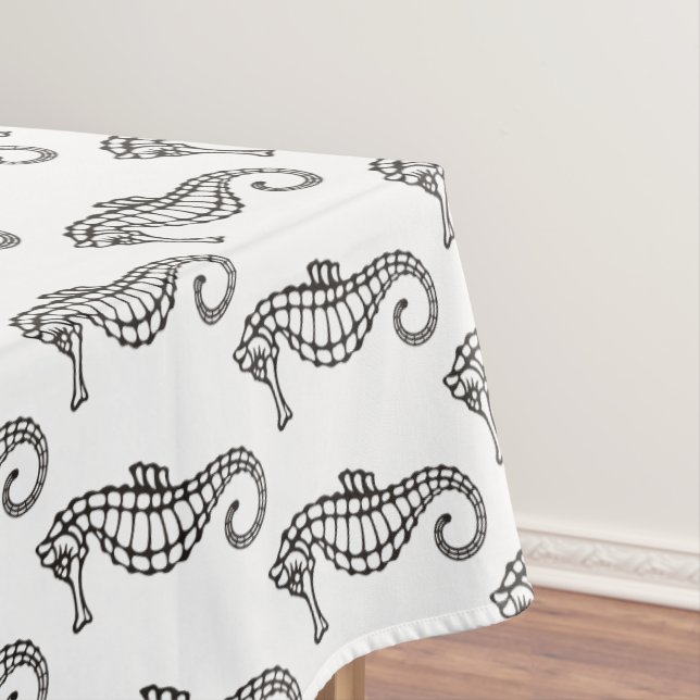 Seahorse Black Tablecloth (In Situ)
