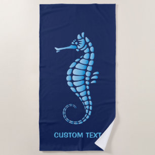 Seahorse Blue Beach Towel