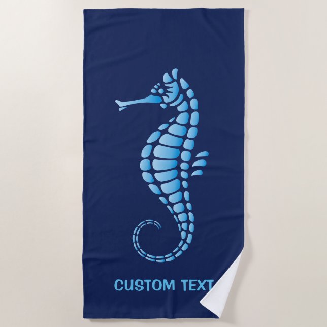 Seahorse Blue Beach Towel (Front)