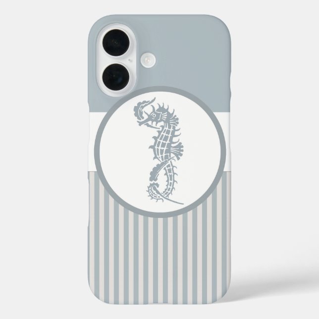 Seahorse Blue Classic Nautical Elegant Case-Mate iPhone Case (Back)