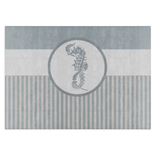 Seahorse Blue Classic Nautical Elegant Cutting Board