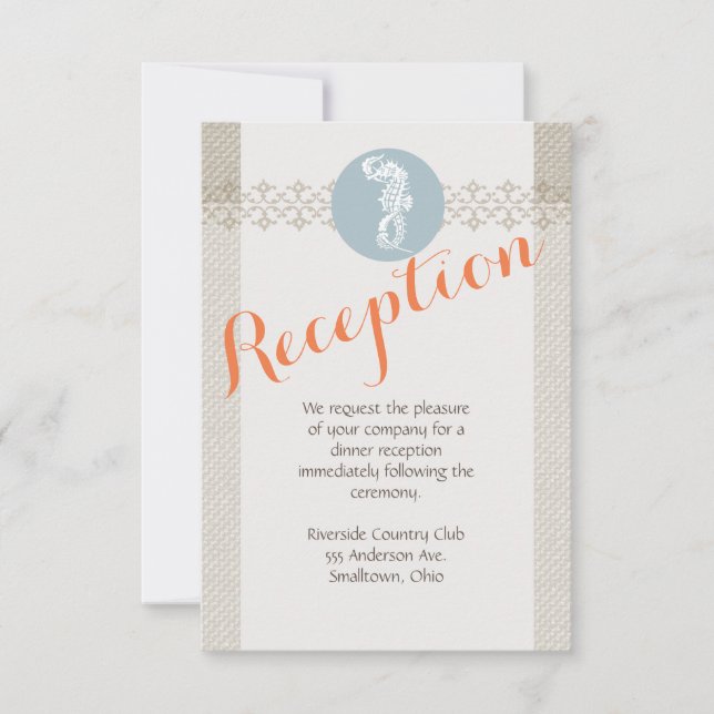 Seahorse Blue Classic Nautical Elegant Invitation (Front)