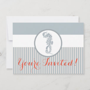 Seahorse Blue Classic Nautical Elegant Invitation